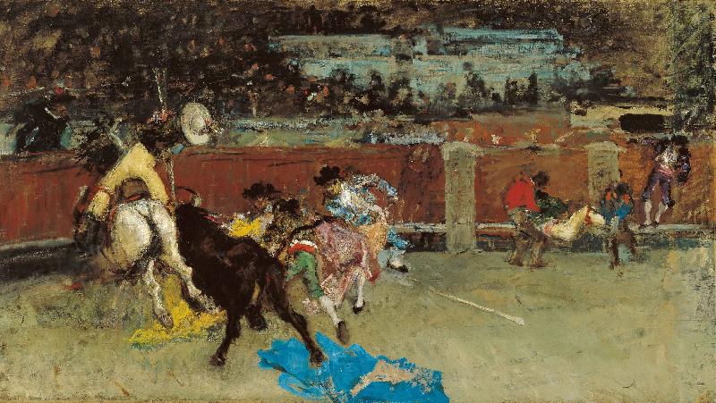 Marsal, Mariano Fortuny y Bullfight Wounded Picador Norge oil painting art